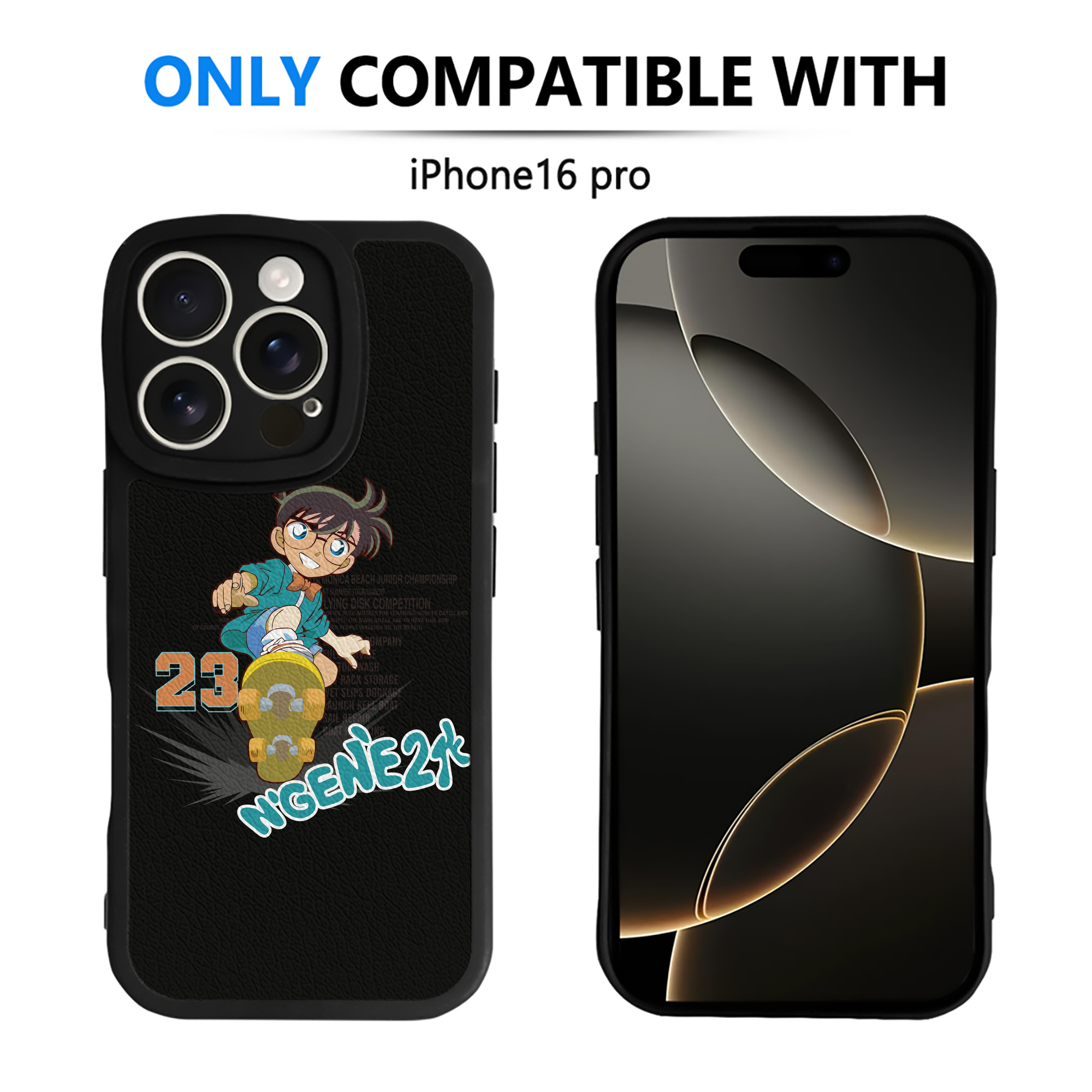 （画像用） 名探偵コナン 江戸川 コナン Detective Conan Conan Edogawa 【iPhone 16シリーズ対応】シリコンスマホケース（レザー調） 材質：シリコン